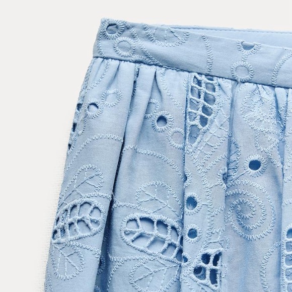 ZARA BLOGGERS FAVORITE EMBROIDERED EYELET MIDI SKIRT - Picture 10 of 16